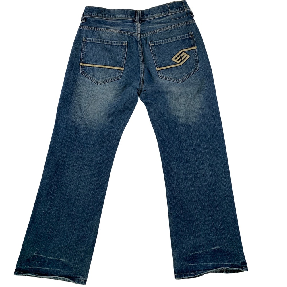 ENYCE Jeans Men Embroidered Blue Denim Straight Leg Y2K Casual 34x29 (Tag 34x30) - Picture 2 of 13